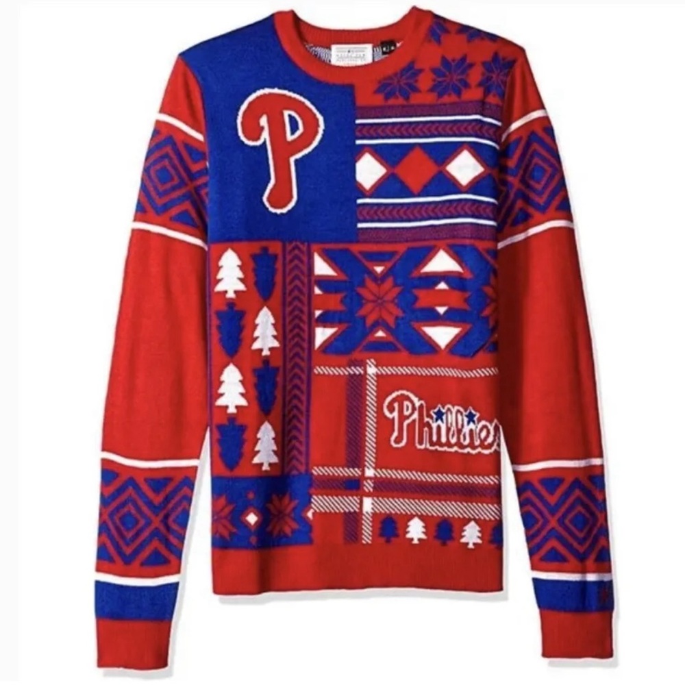 Philadelphia Phillies Red Ugly Christmas Sweater Genuine MLB  Klew  XXL